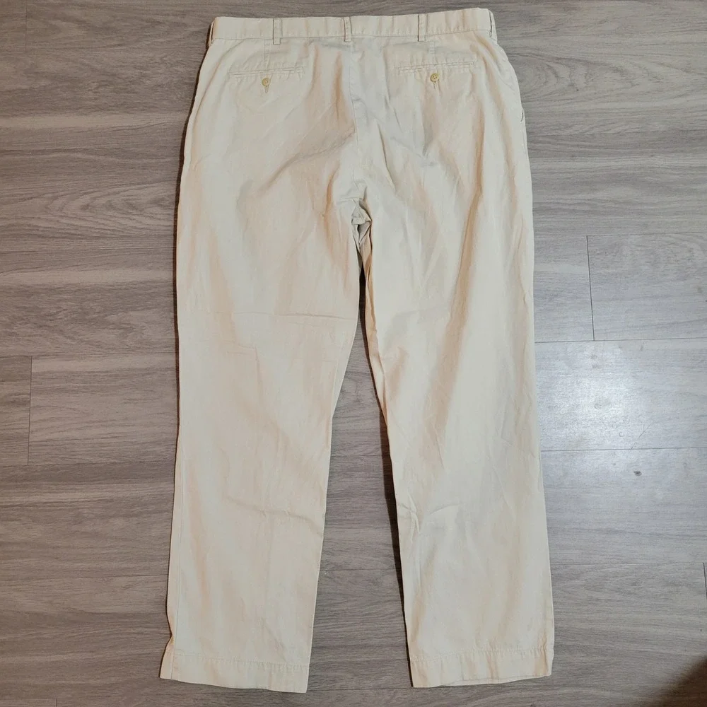 Polo Ralph Lauren Mens 40x32 Beige Flat Front Chino Pants Cotton Vintage No Pony